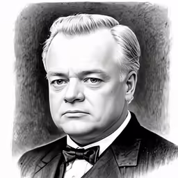 the black and white photo has a man in a suit