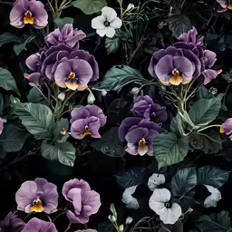 the flowers are next to green leaves on the ground
