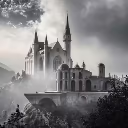 the castle has multiple spires on it