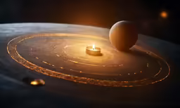 a candle with a ring around it on a table