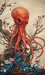 an octopus is sitting in a pile of clothes