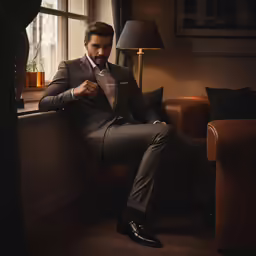 man in gray suit wearing shiny black dress shoes