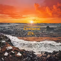 an illustration of a sunset over rocks with the words carnival