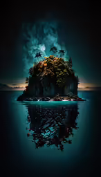 a small island sitting in the middle of the ocean