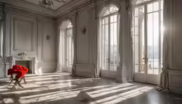 the sun is shining through three windows and two flower vases