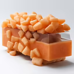 a sculpture of many cubes of candy on a white background