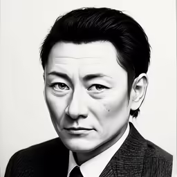 a man with black hair in suit and tie