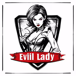 an evil lady with the word evil lady on it,the evil lady superhero character from dc comics