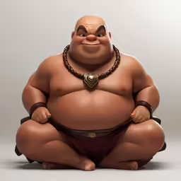 an animated character sitting on the ground