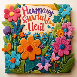 colorful embroidered flowers adorn the side of a plaque