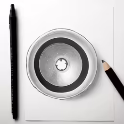 a pencil and a bowl sitting next to each other