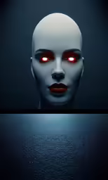 two photos of a creepy female in dark room