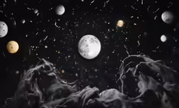 some large white stars and planets in the sky