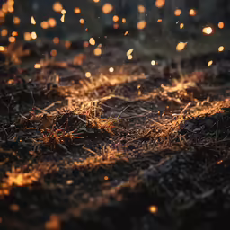 bright lights shine in the dark, shining on the grass