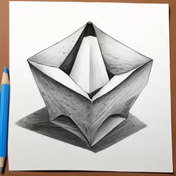 pencil drawing of an origami book