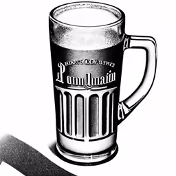 an empty beer glass is sitting on the table