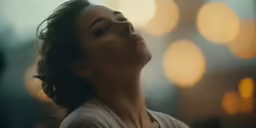 a woman with a face of sadness stares into the distance