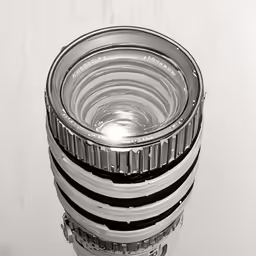 a camera lens with different layers on a white background