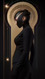 a woman wearing a black dress is wearing a helmet and holding something