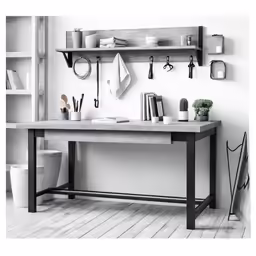 a table that has some cups and knives on it