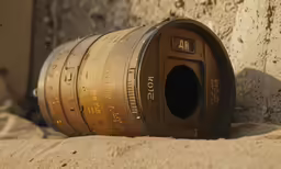 there is a barrel that says kos on the side of it