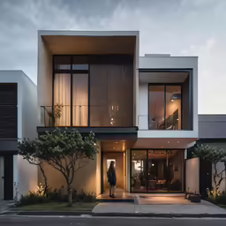 an architectural model of a modern house with a large porch