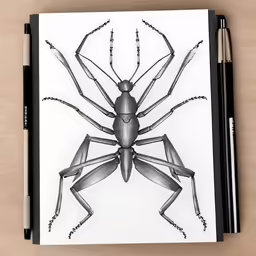 the spider is sitting on the white piece of paper