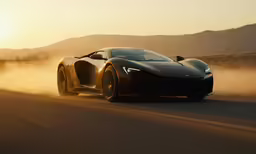 a car is on the road near mountains