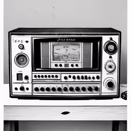 a radio is sitting on top of a table