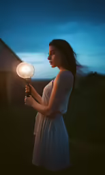 a girl holding a light in her hand
