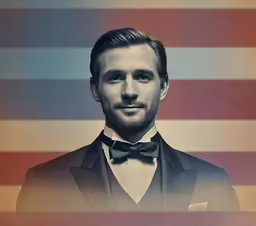 the man is wearing a bow tie and looking forward