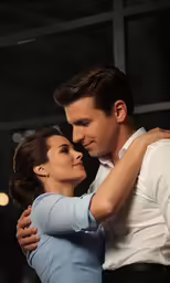 a man and a woman that are cuddling together