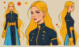 an anime character model with long blonde hair