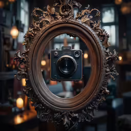 a gold framed antique photograph on a table