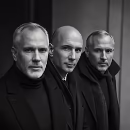three men are sitting in the dark together