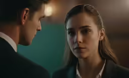 a couple are staring at each other in the dark