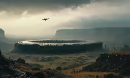 there are a plane that is flying over the mountains