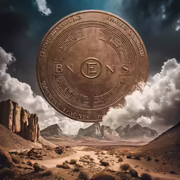 a round shaped object floating above the desert