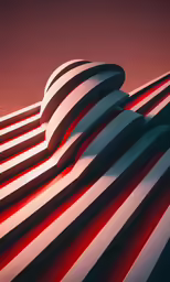 the top portion of a building with multicolor stripes