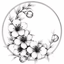 a drawing of the moon with flowers on it