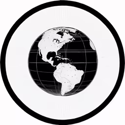 an icon of the earth on white and black