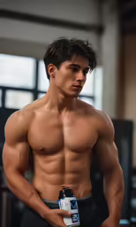 a man that is holding a water bottle