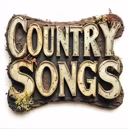 an old sign has the words country songs in it
