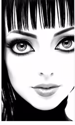 a close up of a girl with black hair