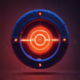 an object with numbers and numbers on it,a circular blue and red background with the letters c on it