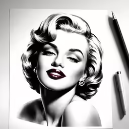 a drawing of a woman in black and white