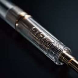 closeup of a small silver fountain pen