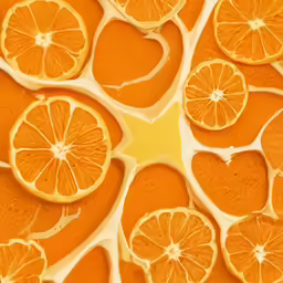 a group of orange slices laid out into a pattern