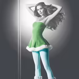 a woman in stockings and tights standing up