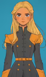 an illustration of a blonde girl with long hair and long sleeves